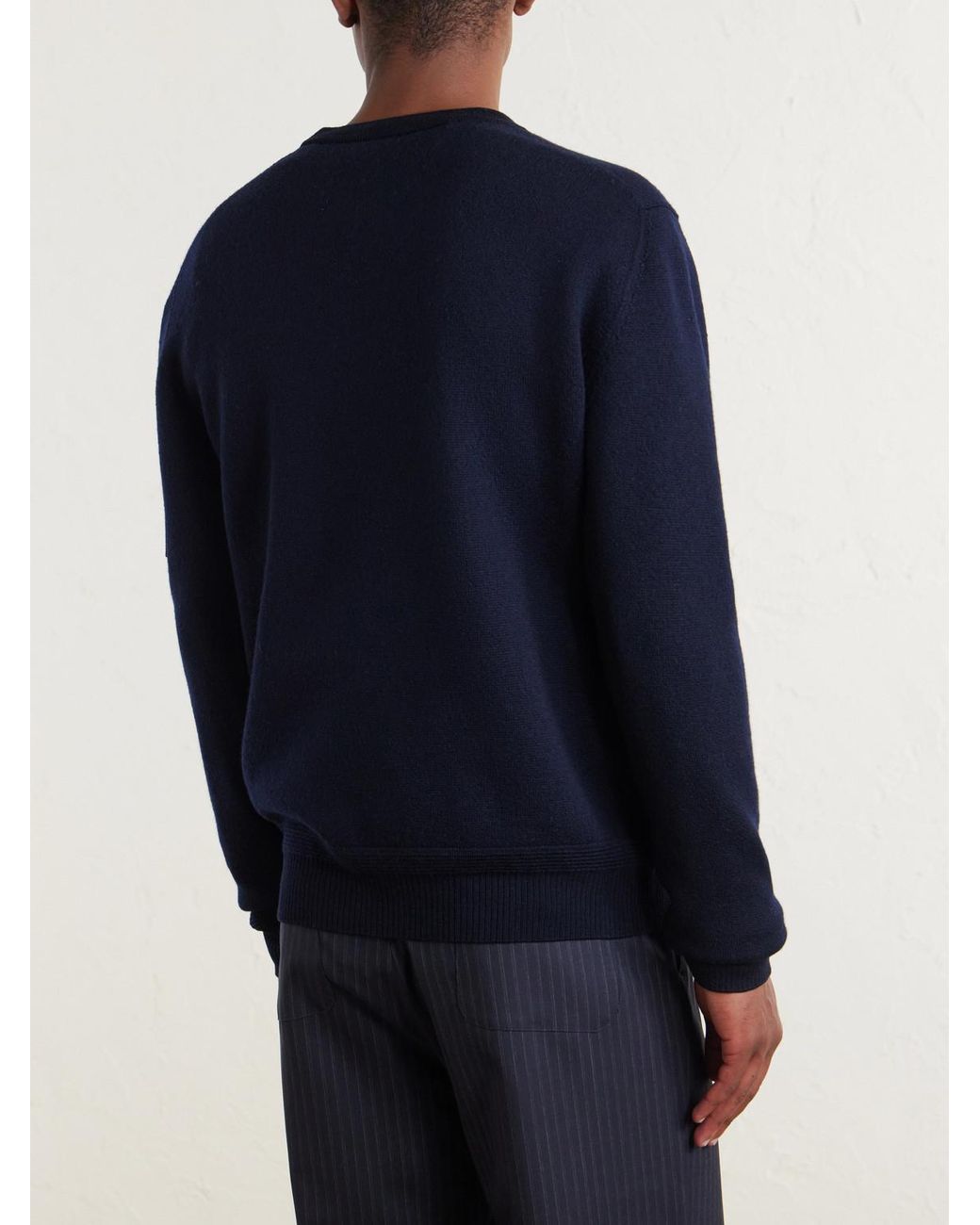 Moncler Blue Logo-Appliquéd Virgin Wool Sweater for men