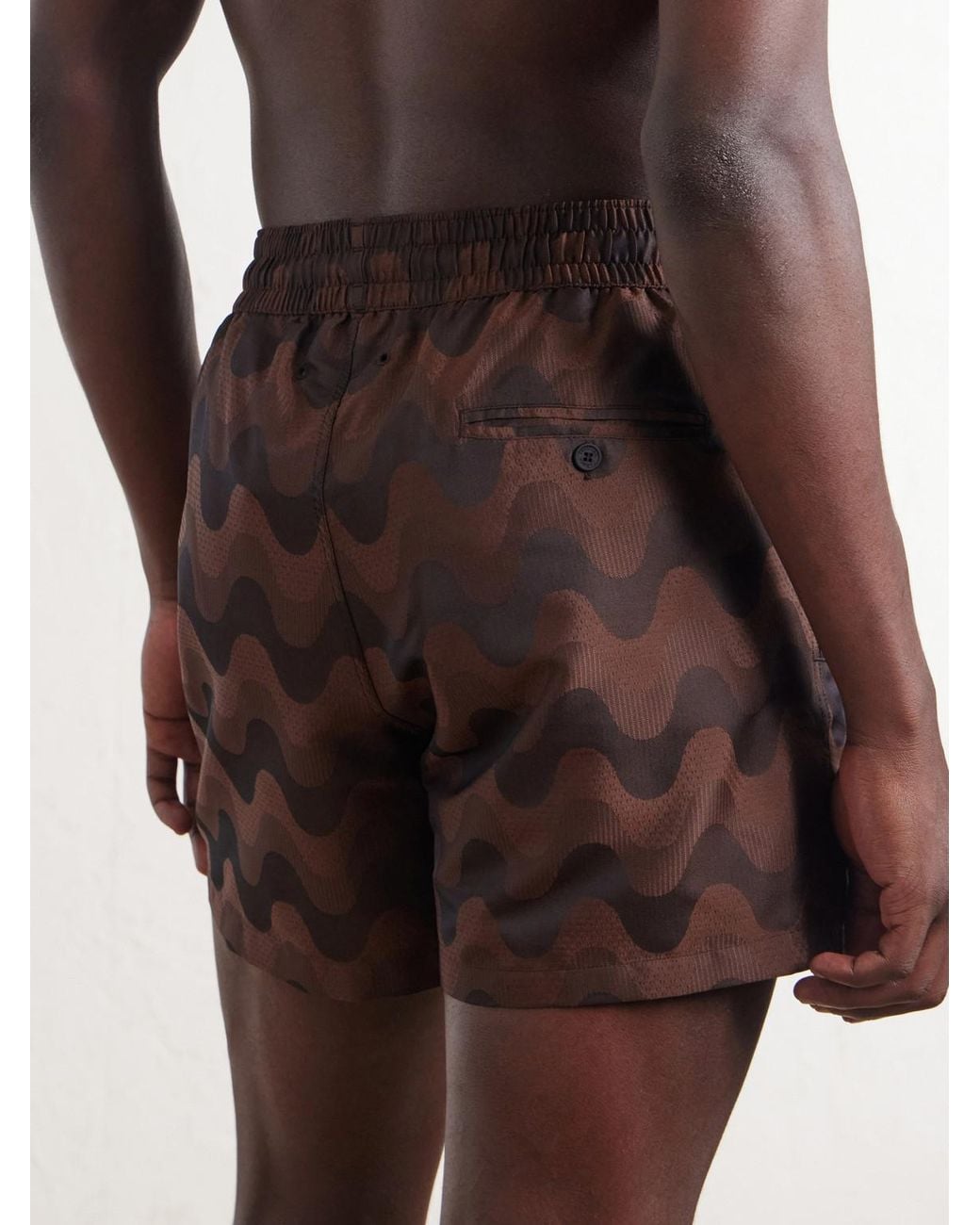 Frescobol Carioca Brown Rio Straight-leg Mid-length Printed Jacquard Swim Shorts for men