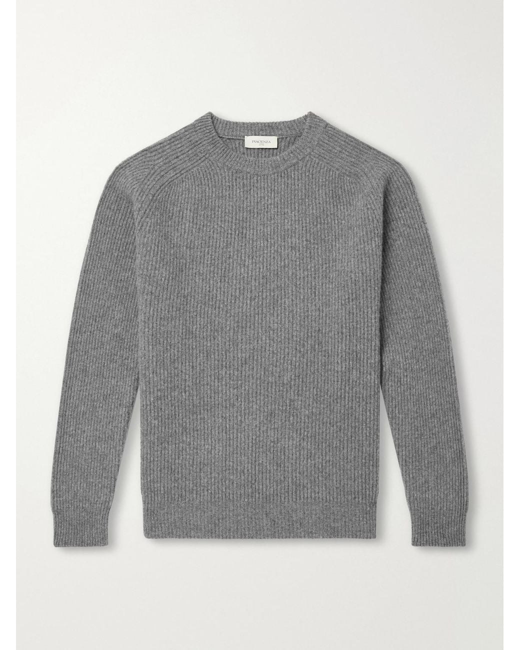 Piacenza 1733 Gray Ribbed Wool And Cashmere-Blend Sweater for men