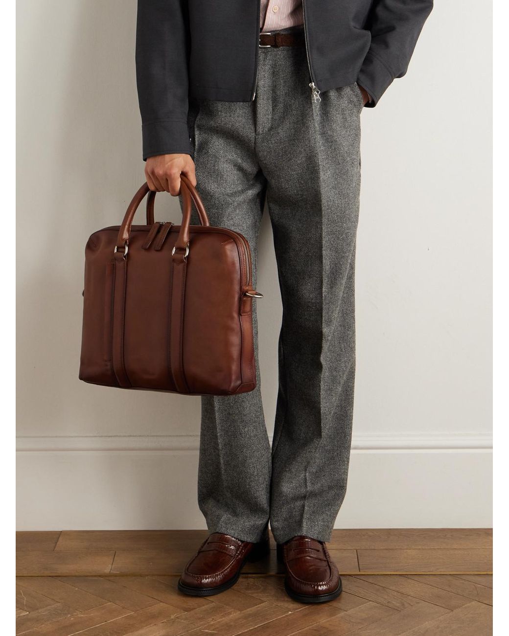 Officine Creative Brown Quentin 019 Leather Briefcase for men
