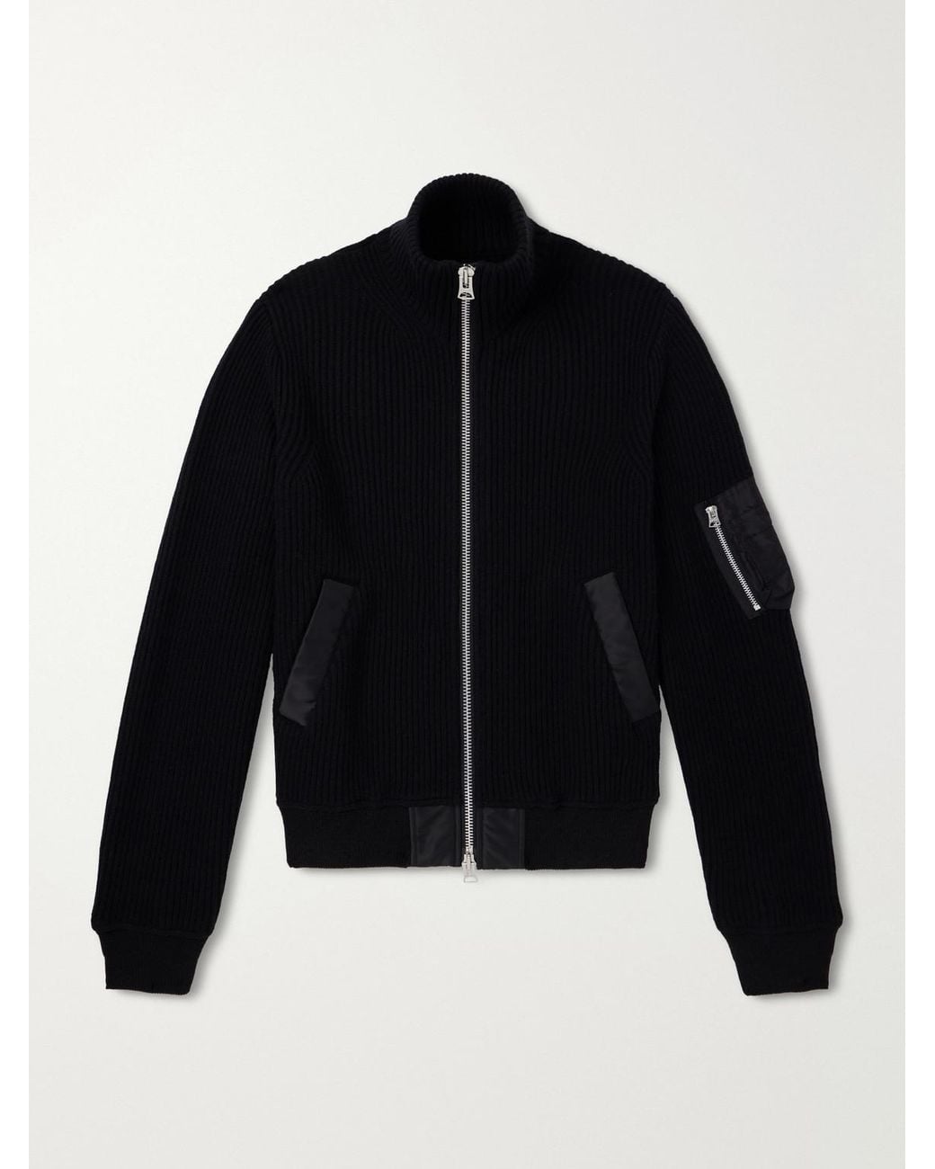 Sacai Black Knitted Wool Blouson Jacket for men