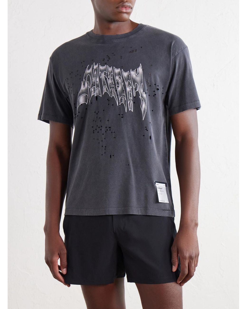 Satisfy Blue Logo-Print Distressed Mothtech Cotton-Jersey T-Shirt for men