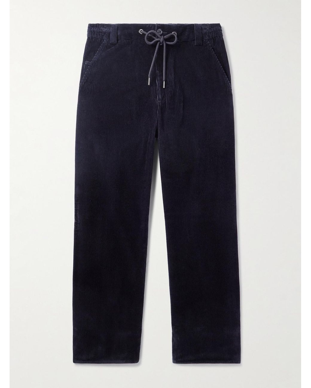 Moncler Blue Straight-Leg Cotton-Corduroy Trousers for men