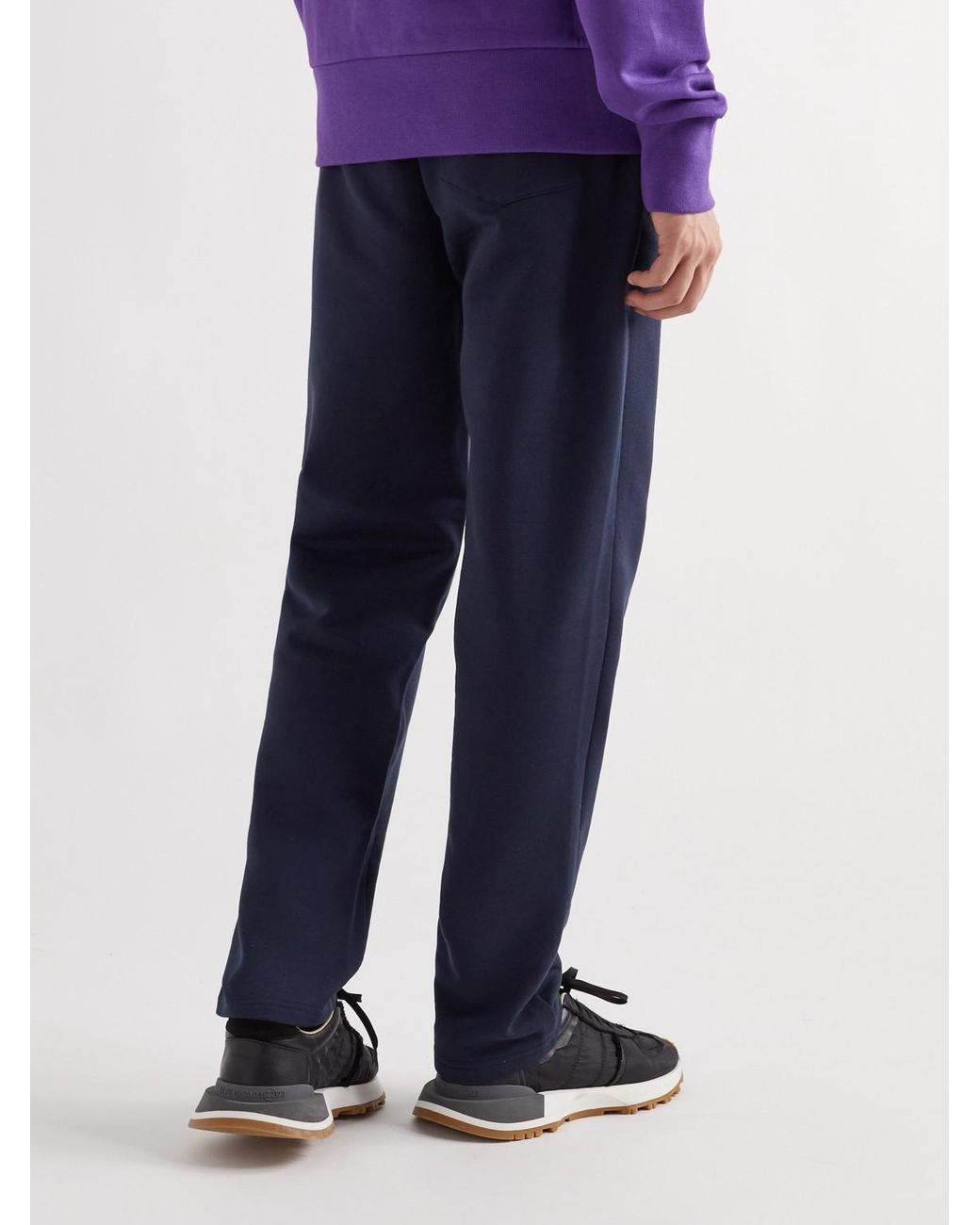 Moncler Blue Tapered Logo-appliquéd Cotton-jersey Sweatpants for men