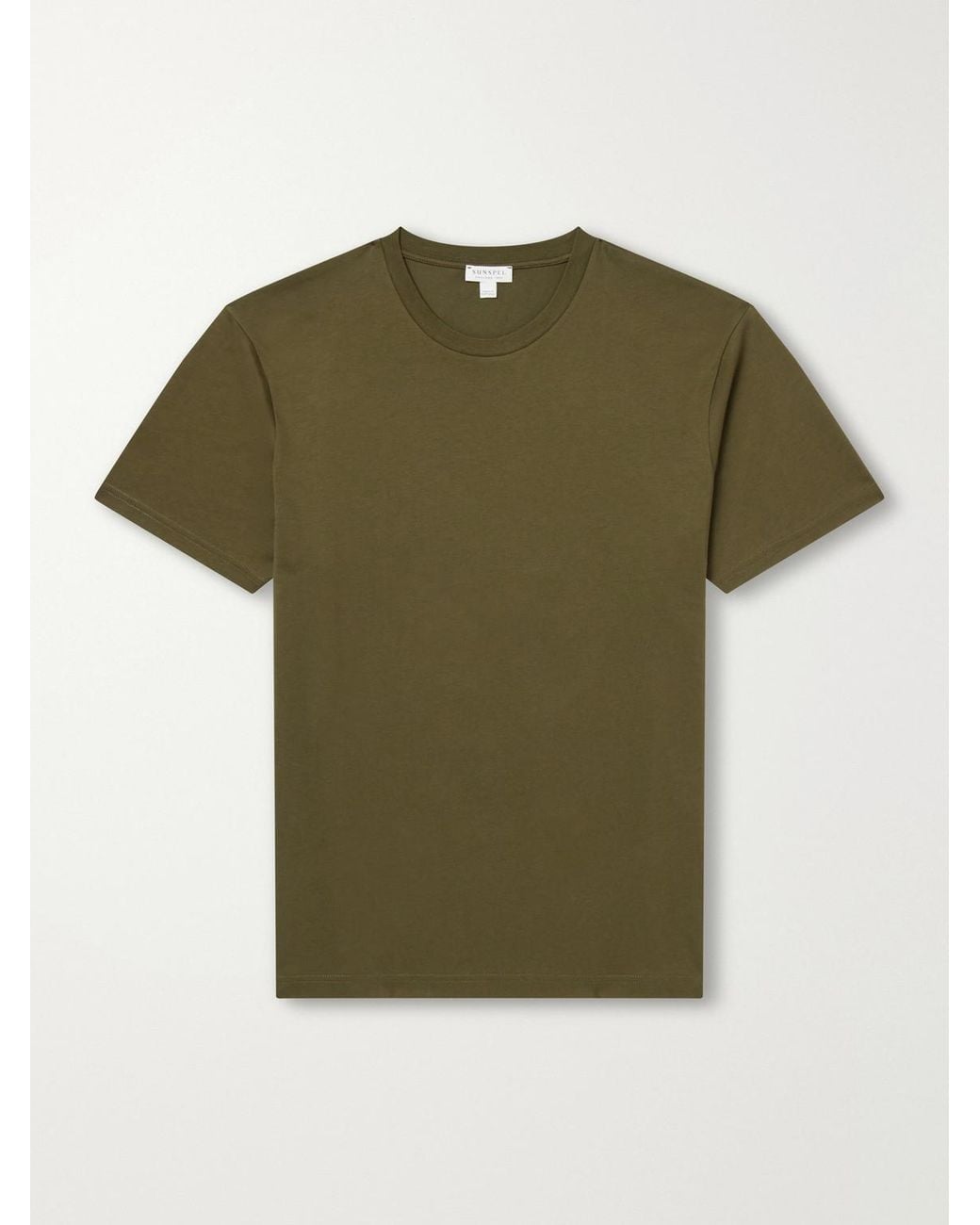 Sunspel Green Riviera Cotton-Jersey T-Shirt for men
