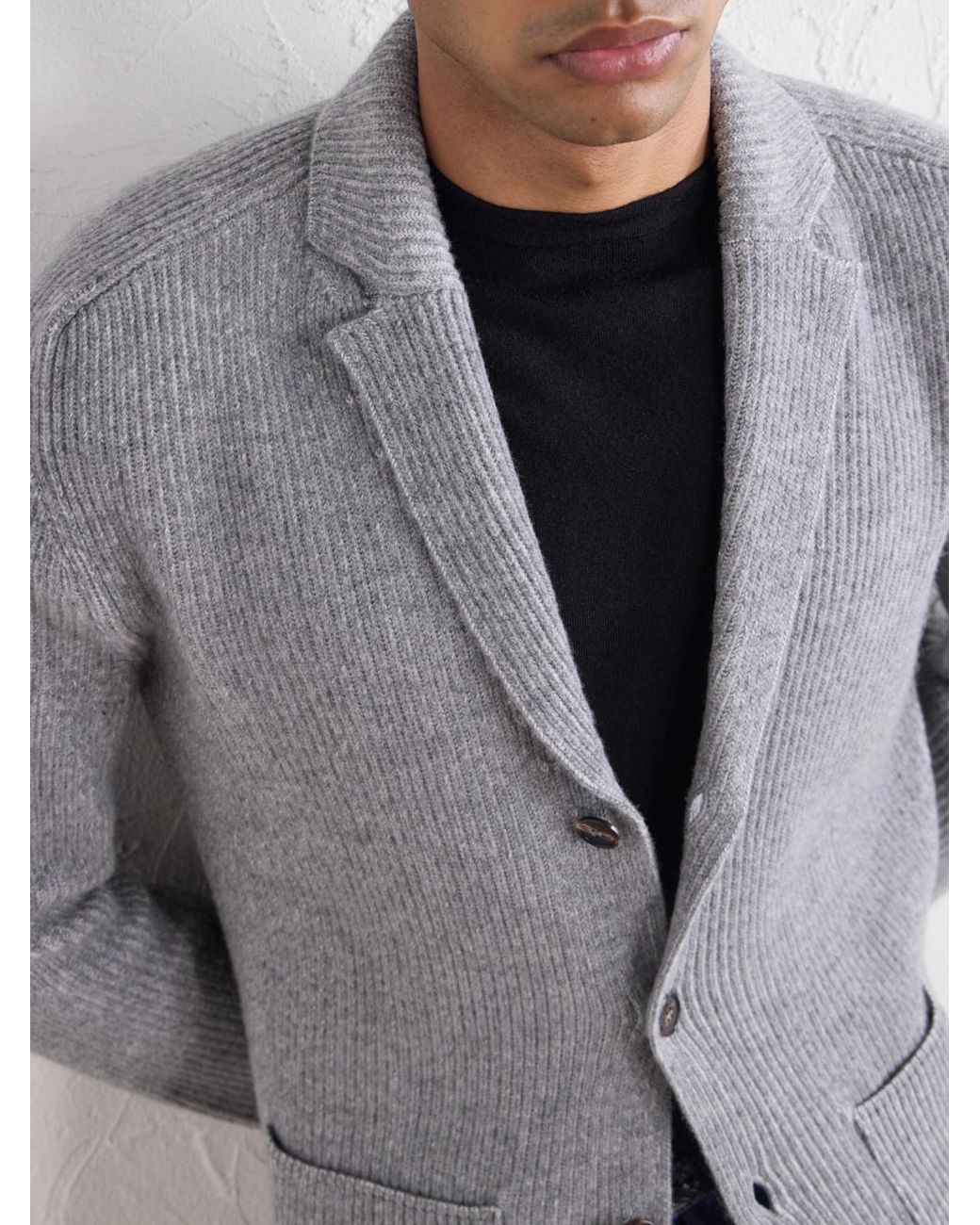 Slowear Gray Zanone Ribbed Virgin Wool Blazer for men