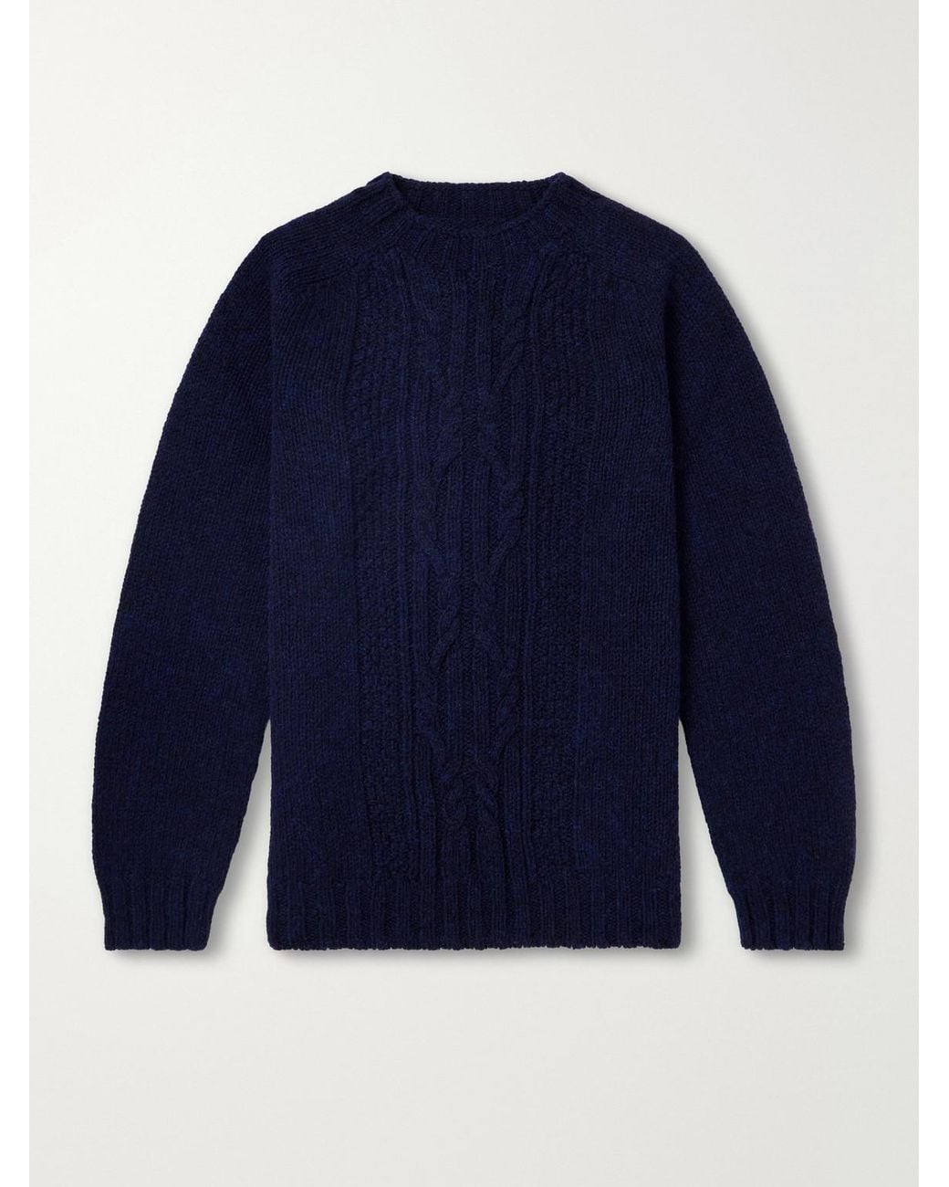 Barbour Blue Cable-Knit Wool Sweater for men