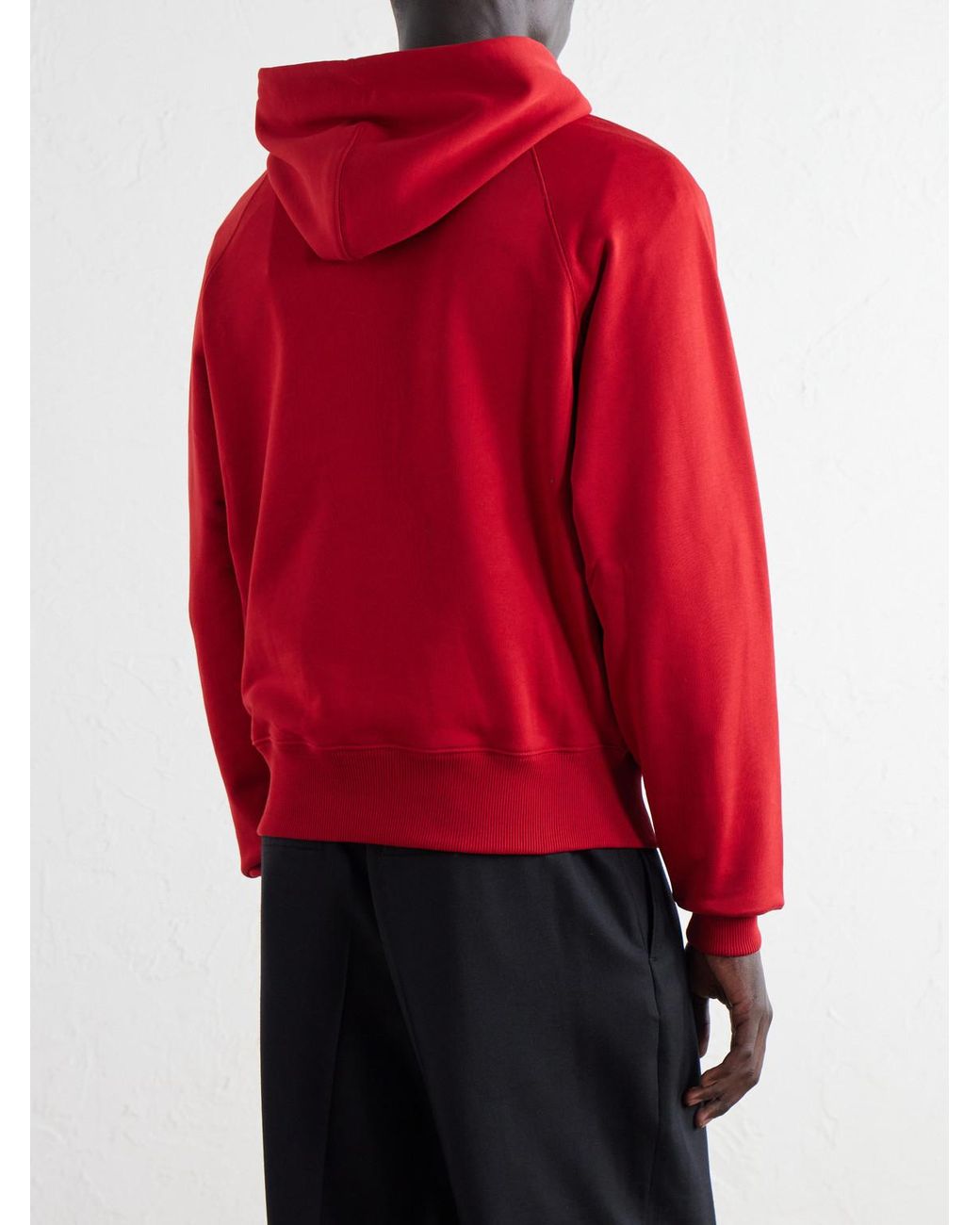 AMI Logo-Embroidered Organic Cotton-Fleece Hoodie for men