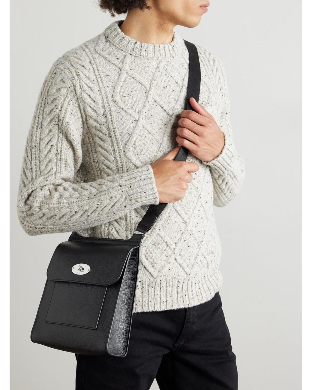 Mulberry Black Antony Full-grain Leather Messenger Bag for men