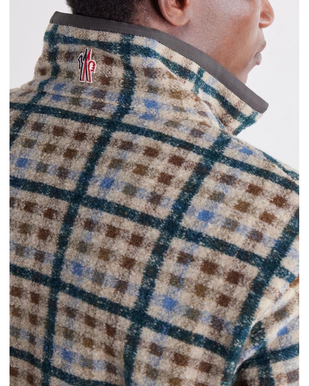 Moncler Gray Reversible Checked Shell-Trimmed Fleece Padded Jacket for men