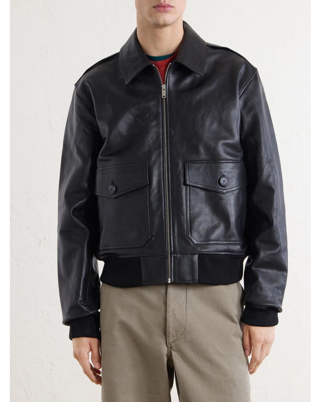 A.P.C. Black Gael Leather Jacket for men