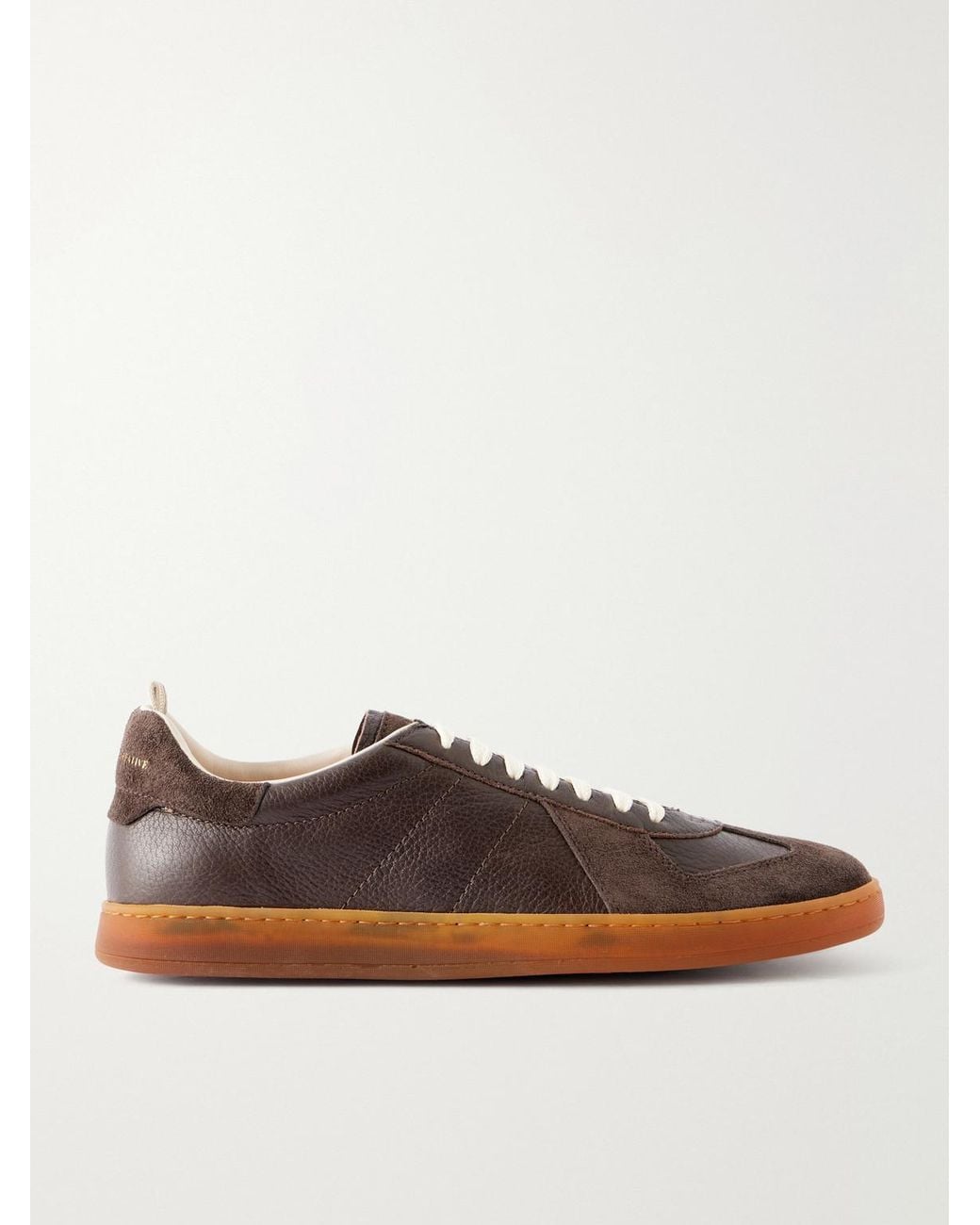 Officine Creative Brown Militia 002 Suede-trimmed Leather Sneakers for men