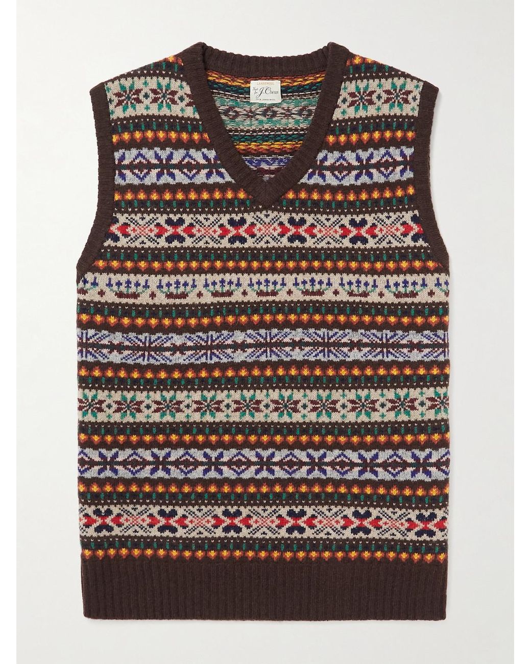 J.Crew Camden Fair Isle Wool Sweater Vest in Black for Men | Lyst Australia