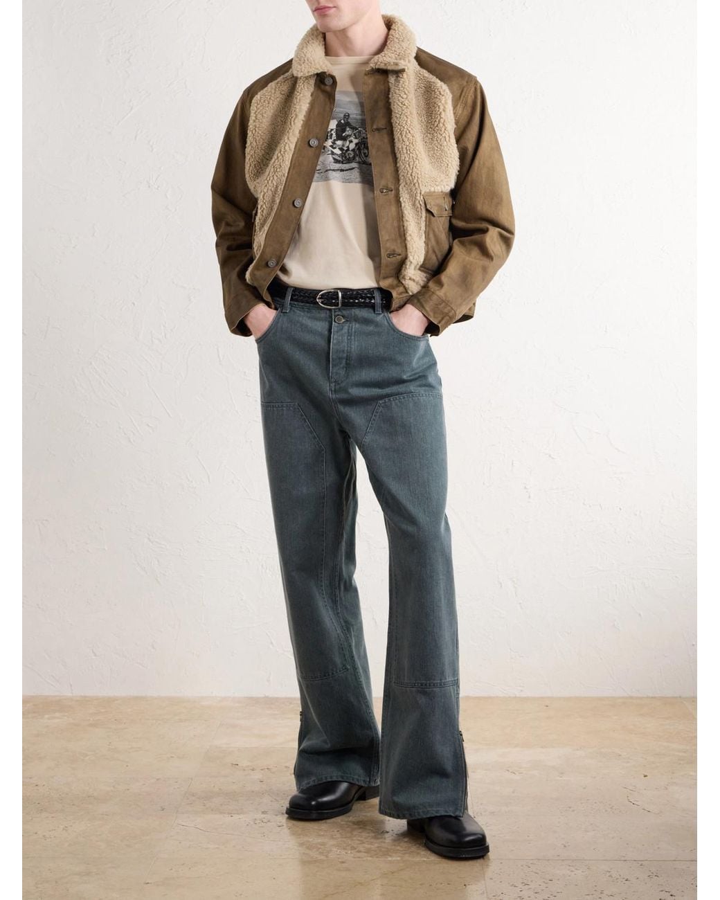 RRL Natural Garment-Dyed Printed Cotton-Jersey T-Shirt for men