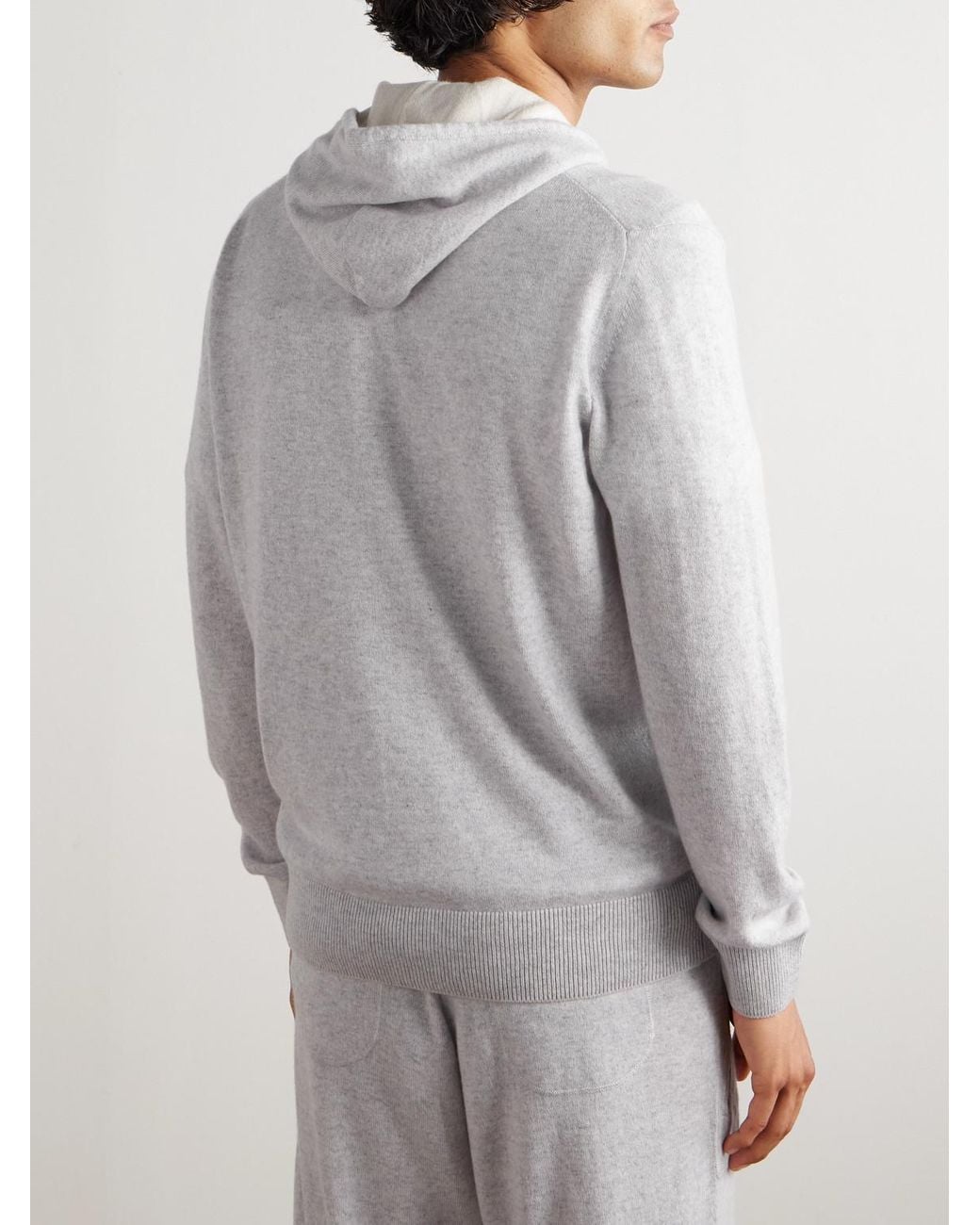 Eleventy Gray Cashmere Zip-Up Hoodie for men