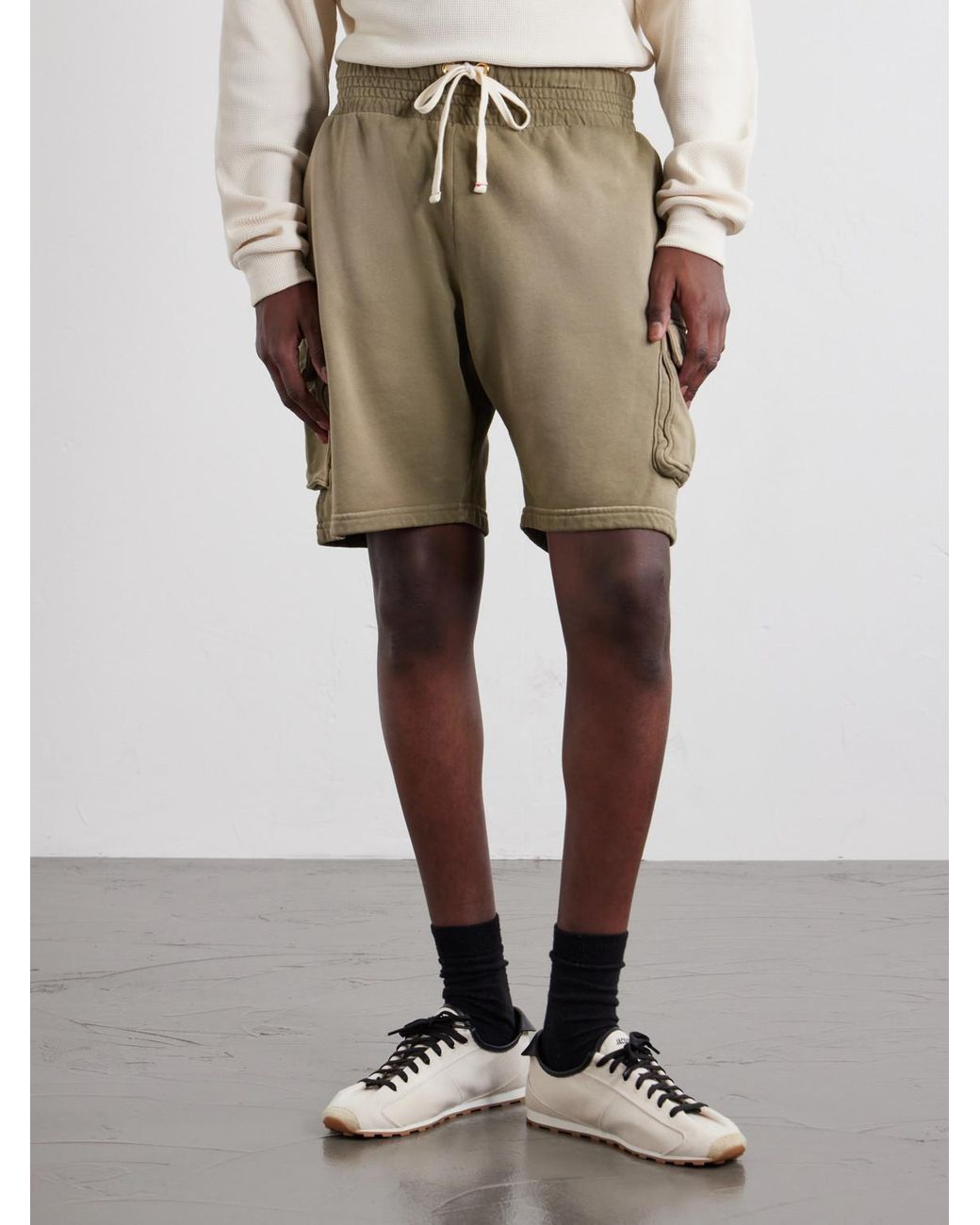 Les Tien Natural Yacht Straight-Leg Cotton-Jersey Cargo Shorts for men