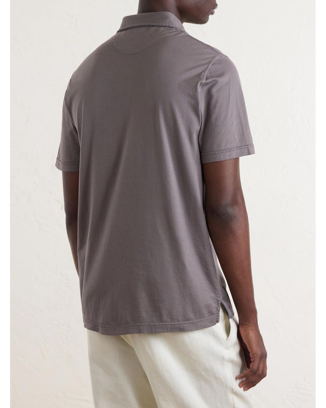 Fedeli Gray Cotton-jersey Polo Shirt for men