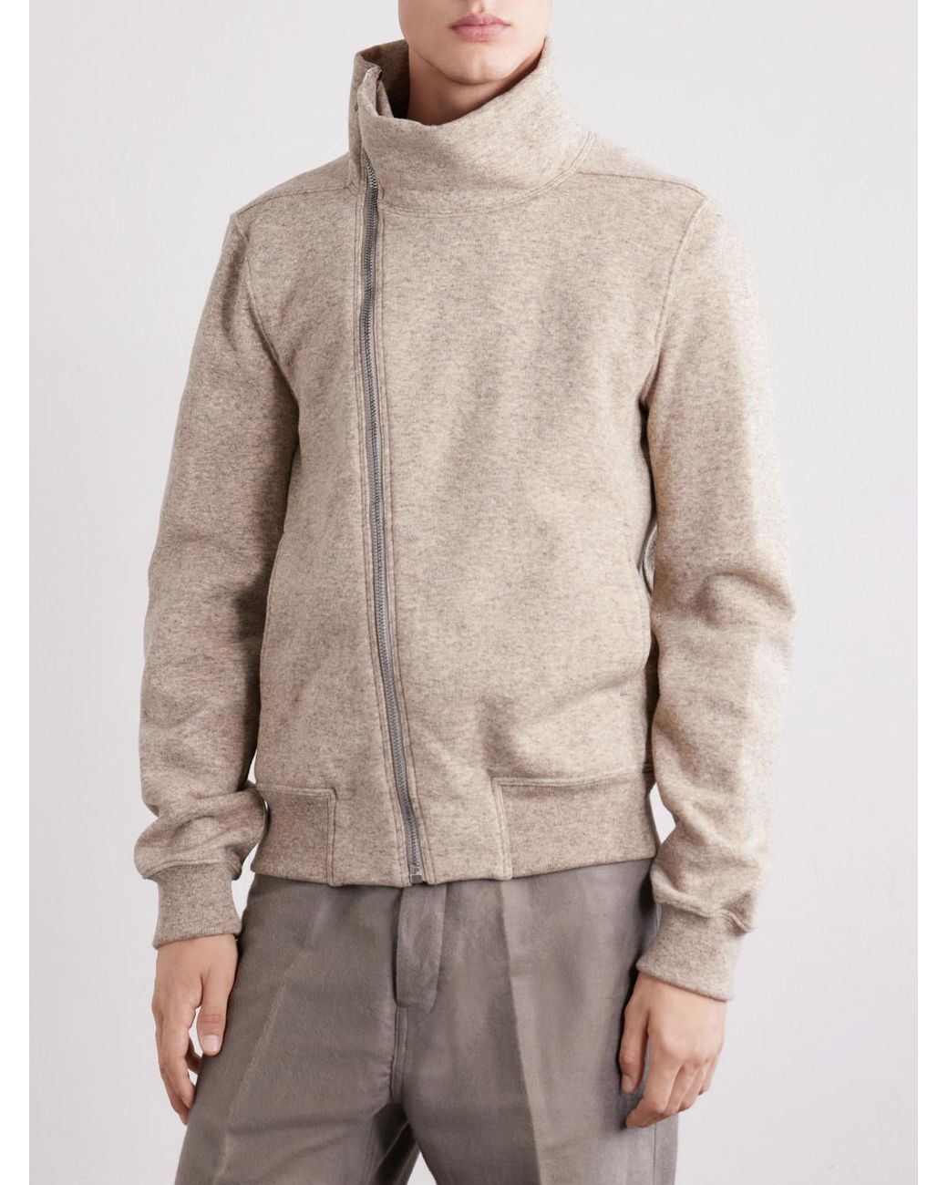 Rick Owens Natural Bauhaus Wool And Cotton-Blend Zip-Up Sweater for men
