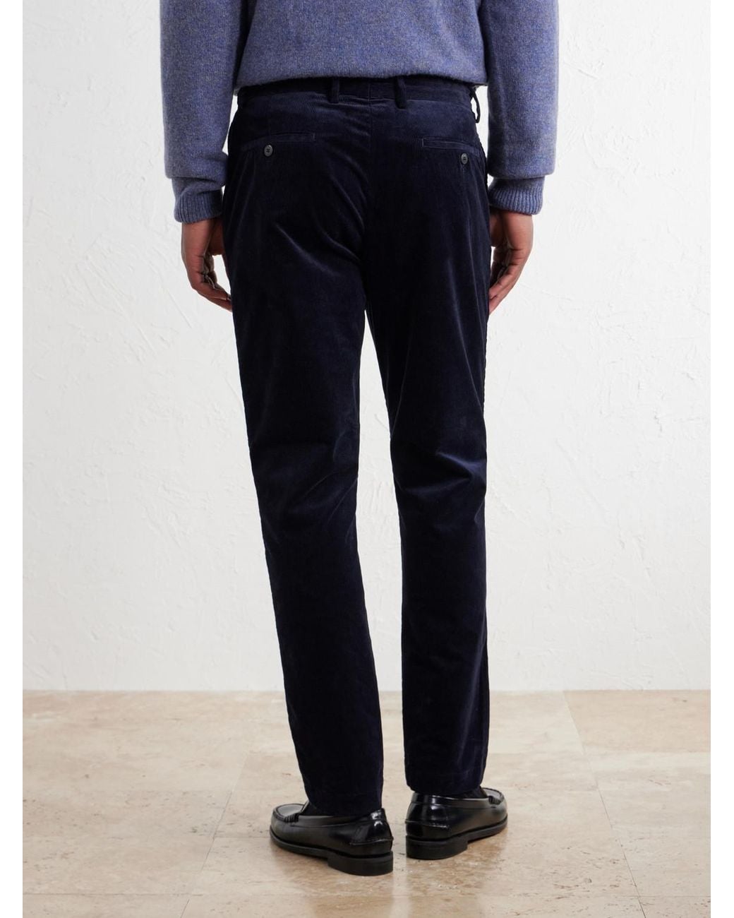 Sunspel Blue Straight-Leg Cotton-Corduroy Suit Trousers for men