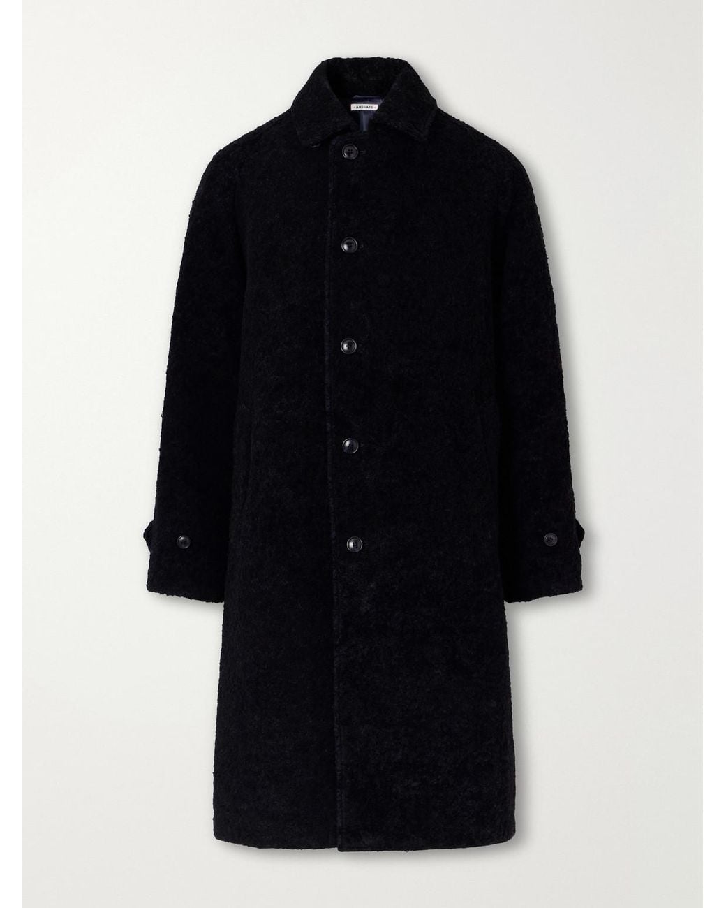 Blue Blue Japan Blue Balmacaan Flocked Wool-Blend Loop-Yarn Coat for men