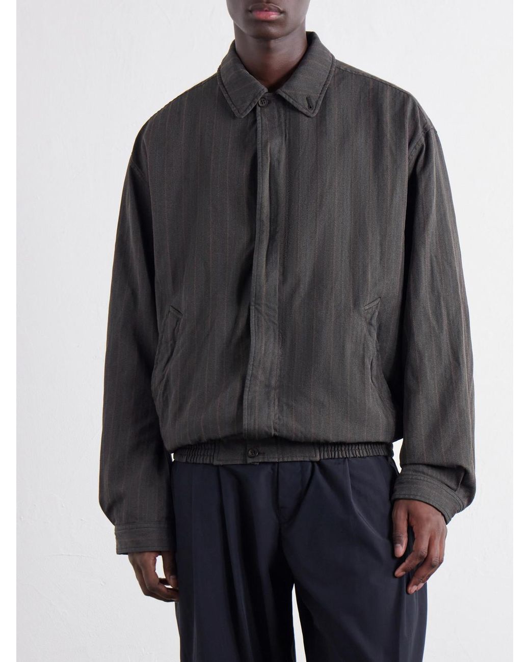 Comme des Garçons Black Crinkled Striped Herringbone Jacket for men