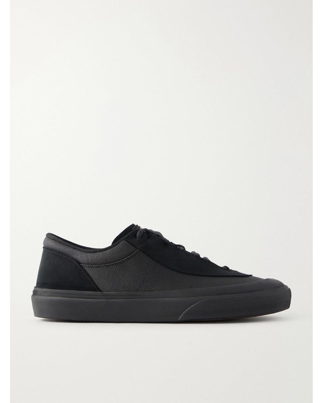 Stone Island Black Suede-Trimmed Canvas Sneakers for men