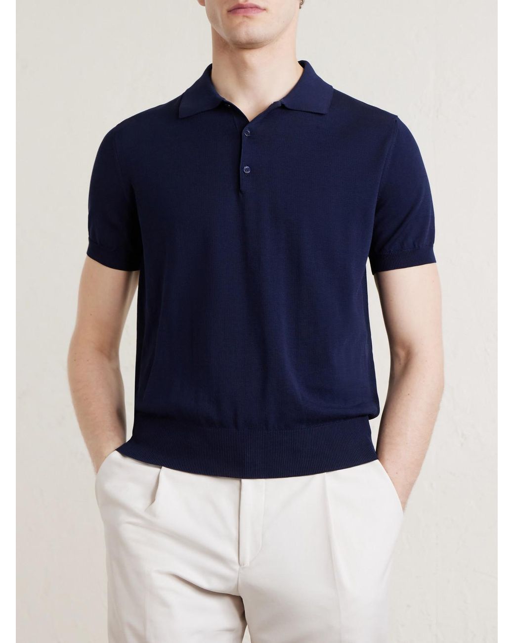 Canali Blue Cotton Polo Shirt for men