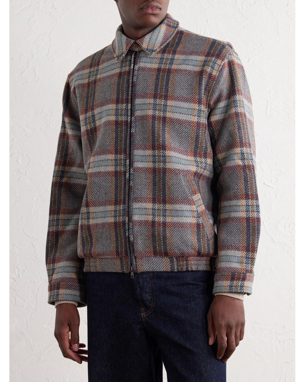 Portuguese Flannel Gray Aurelia Felted Wool-Twill Blouson Jacket for men