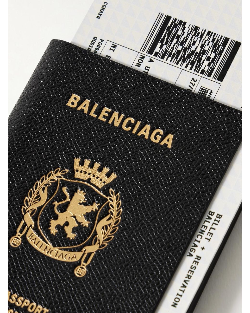 Balenciaga Black Passport Logo-debossed Leather Bifold Wallet for men