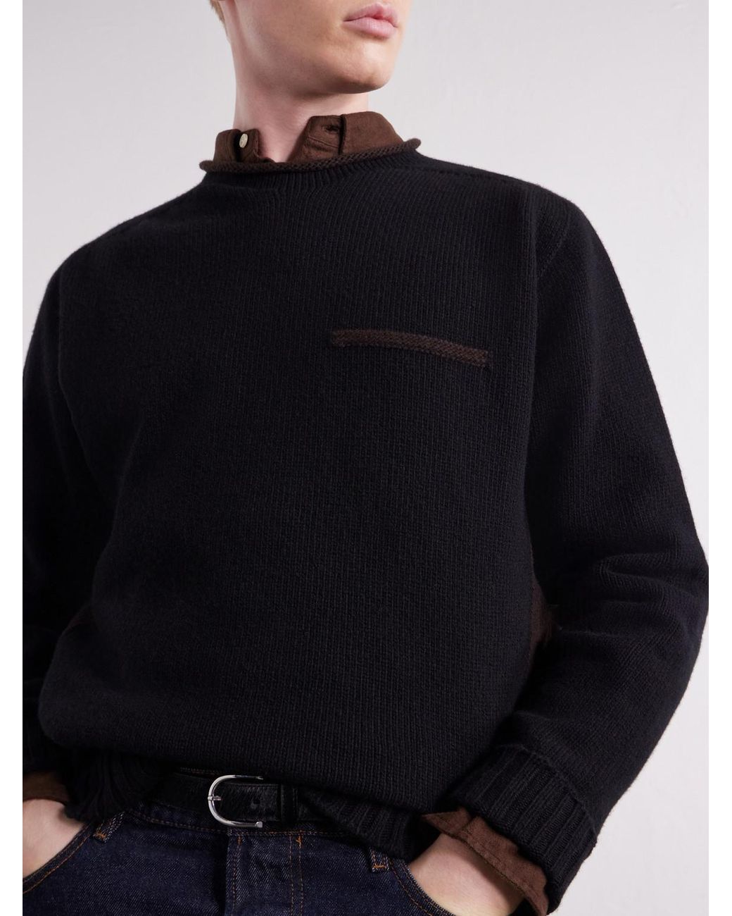 Inis Meáin Blue Lambswool Sweater for men