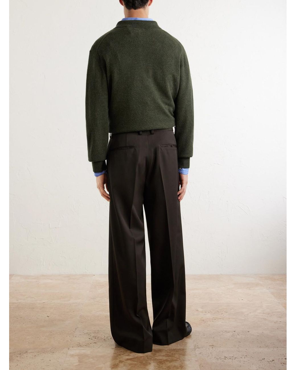 Ssstein Black Wide-Leg Wool Trousers for men