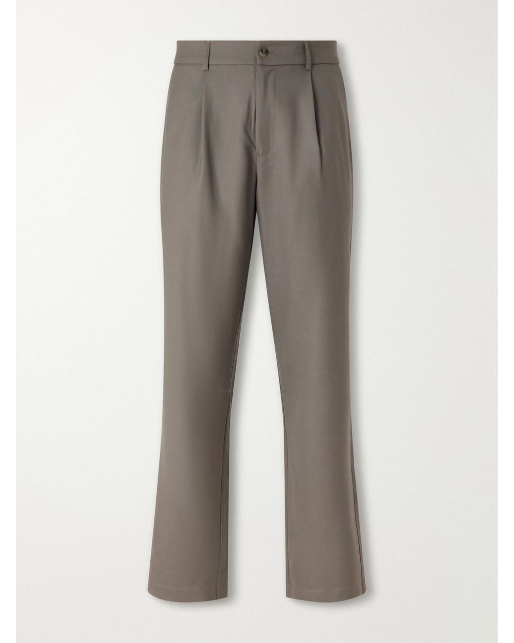 De Bonne Facture Gray One Pleat Straight-Leg Pleated Virgin Wool Trousers for men