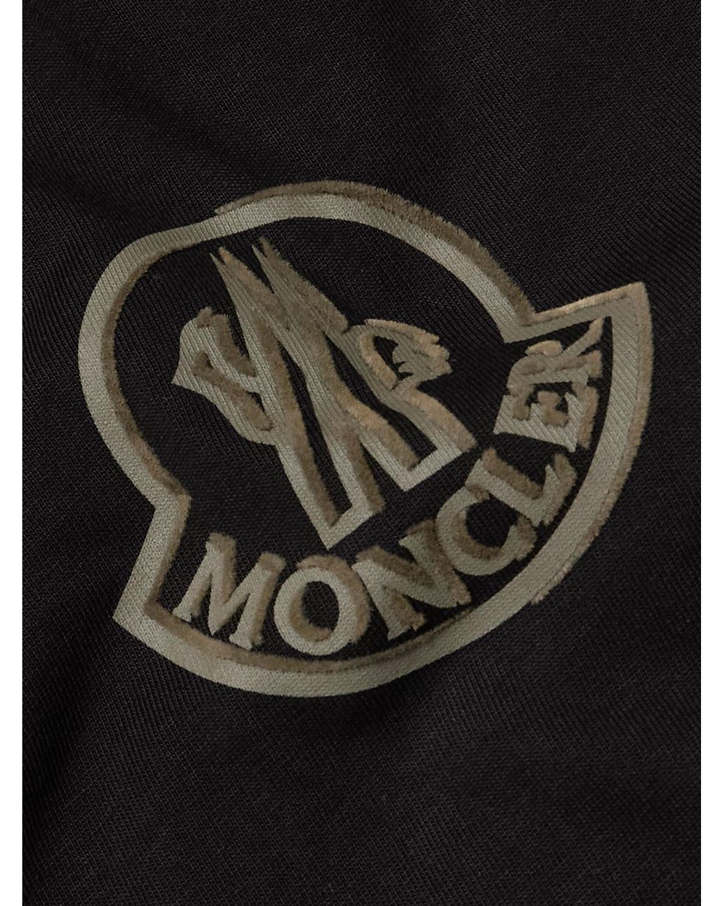 Moncler Black Logo-flocked Appliquéd Cotton-jersey T-shirt for men