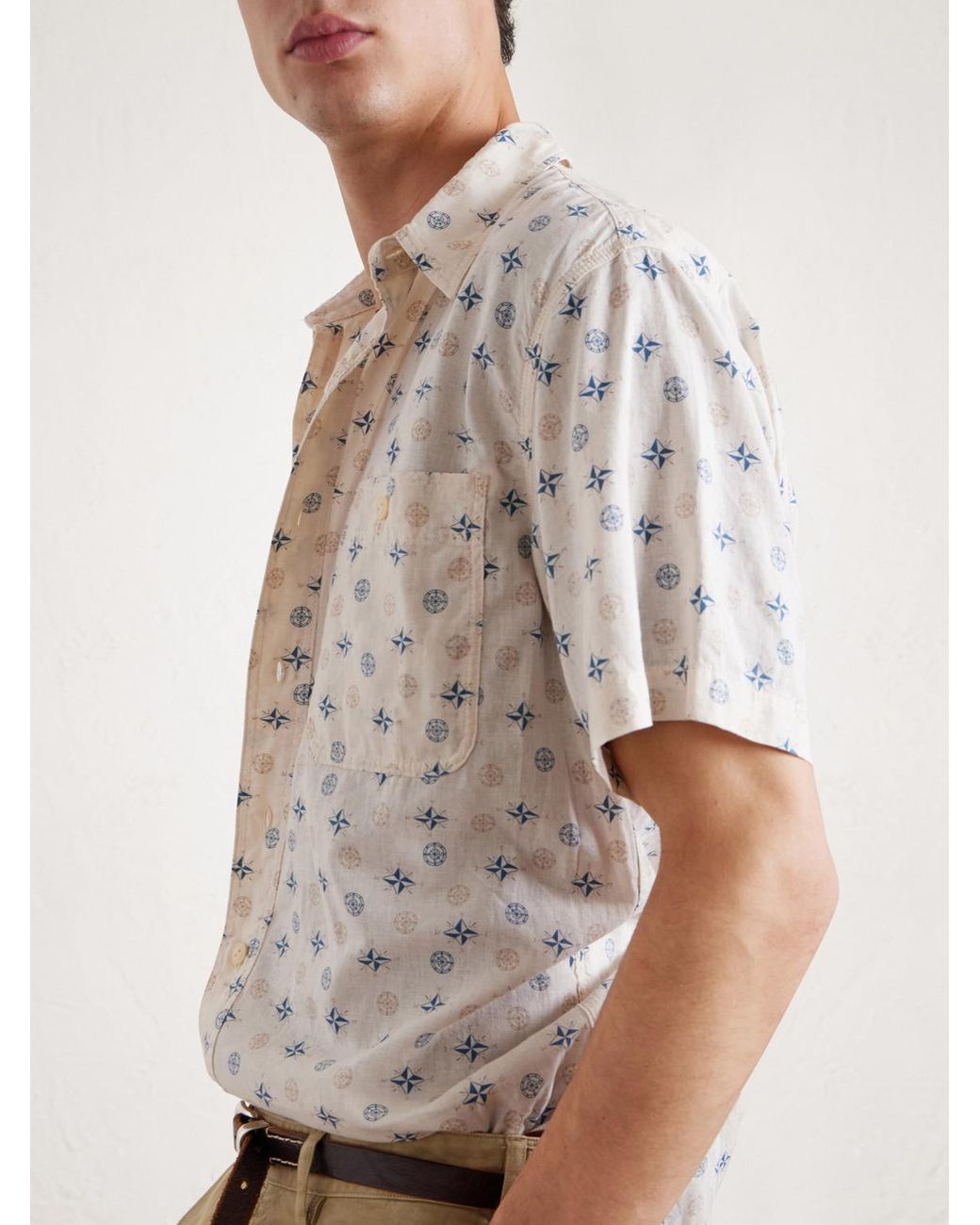 RRL White Printed Linen And Cotton-Blend Shirt for men