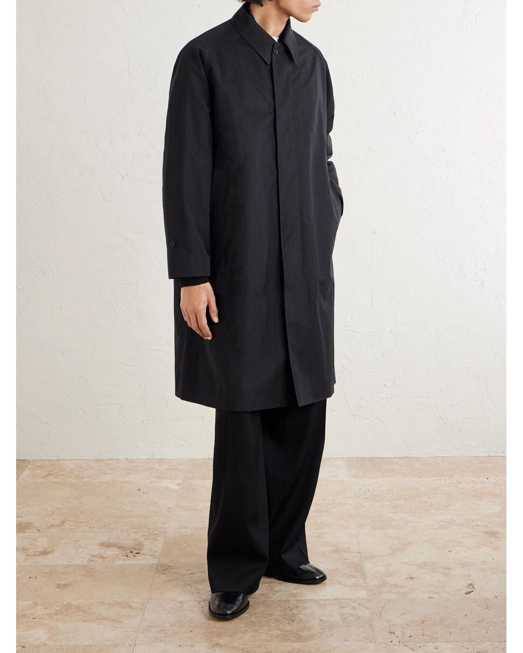 Kaptain Sunshine Black Walker Cotton-Blend Twill Coat for men