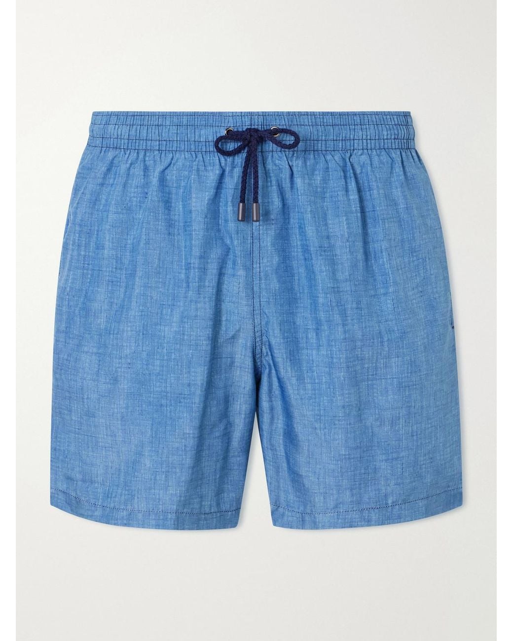 Canali Blue Straight-Leg Mid-Length Swim Shorts for men