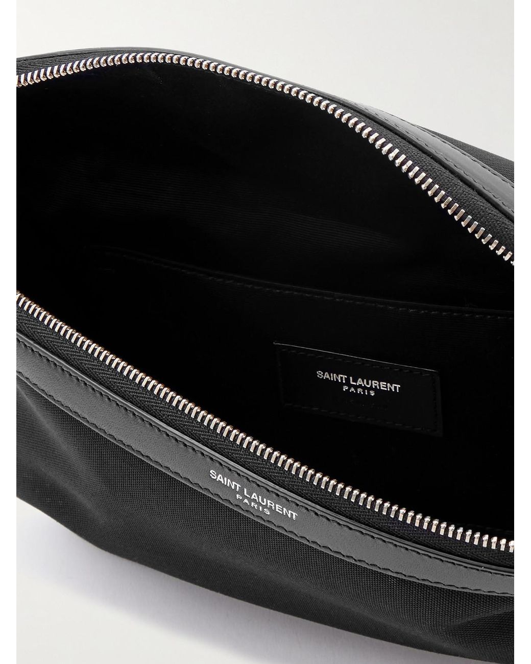 Leather-Trimmed Canvas Belt Bag di Saint Laurent in Black da Uomo