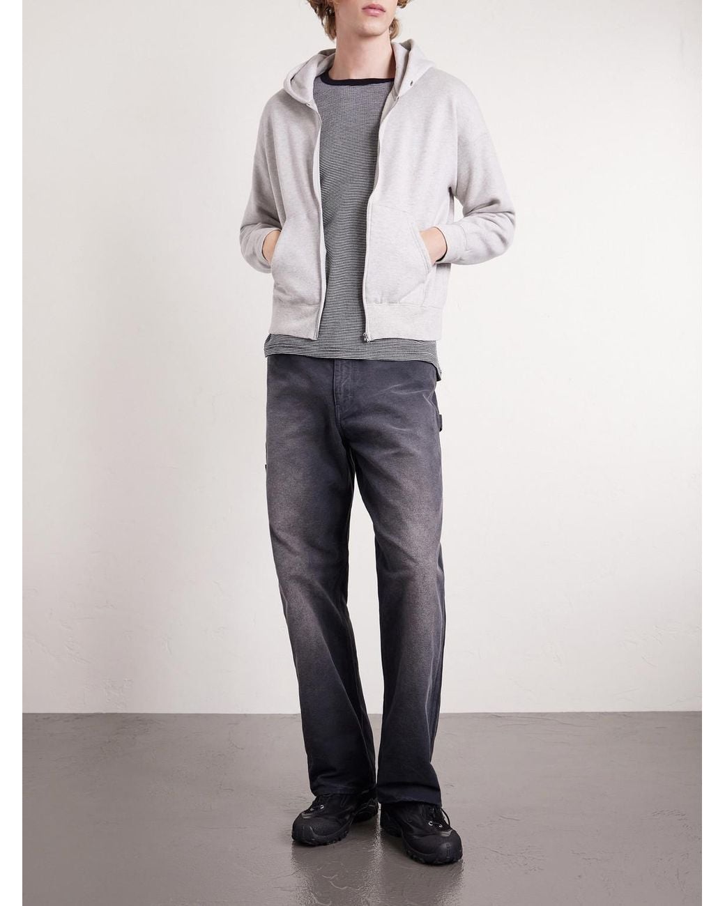 Visvim White Jumbo Wool And Cotton-blend Jersey Zip-up Hoodie for men