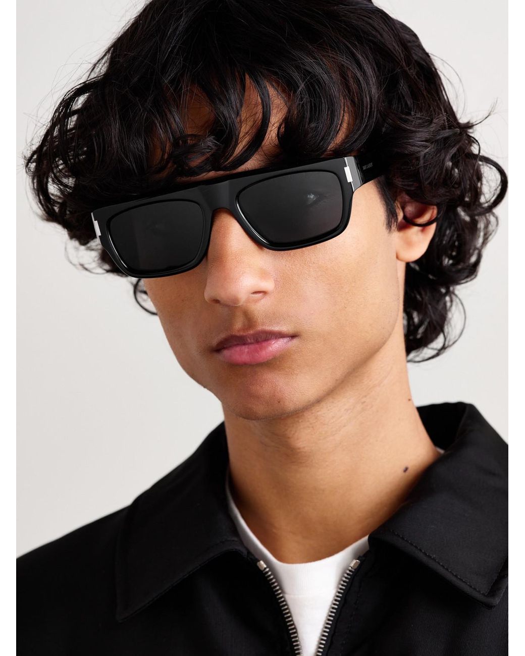 【ローラ着用】 RECYCLED ACETATE SUNGLASSES Saint Laurent D-Frame Recycled-Acetate Sunglasses in Black for Men