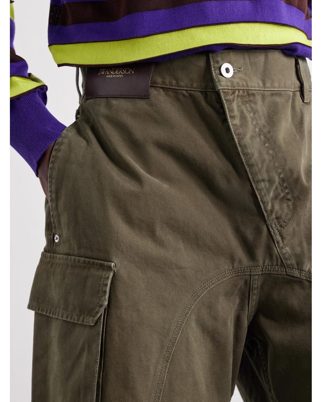 J.W. Anderson Green Twisted Straight-Leg Cotton-Twill Shorts for men