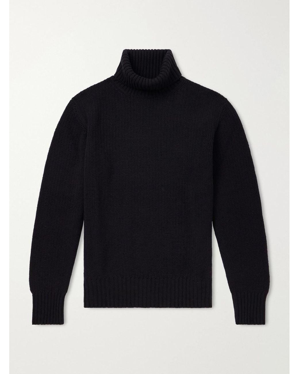 STÒFFA Blue Ribbed Cashmere Rollneck Sweater for men