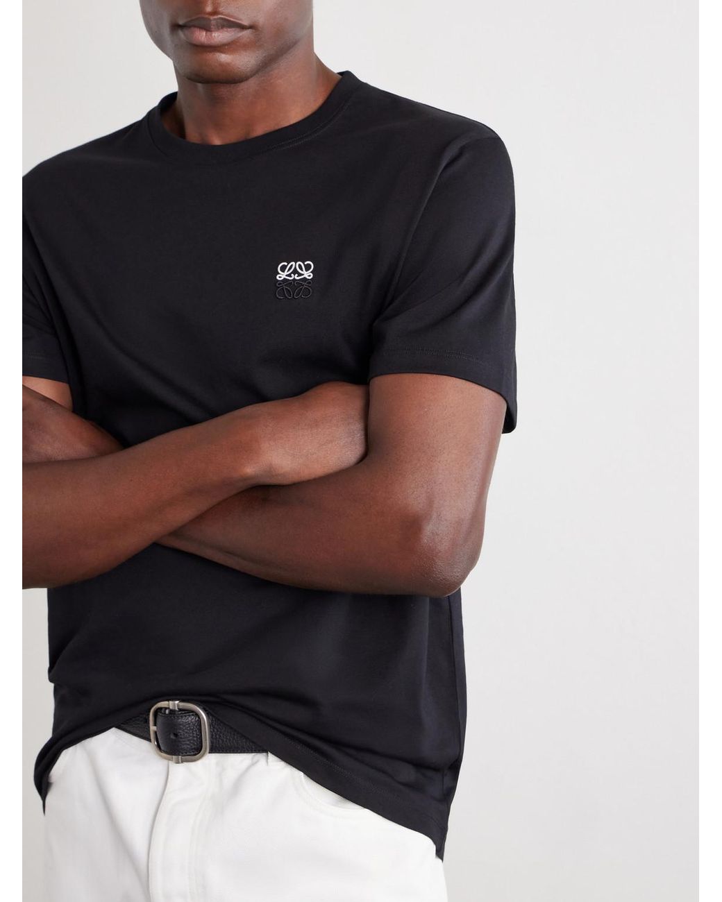 Loewe Black Anagram-Embroidered Cotton-Jersey T-Shirt for men