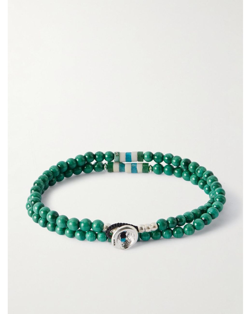 Mikia Green Sterling Malachite Bracelet for men