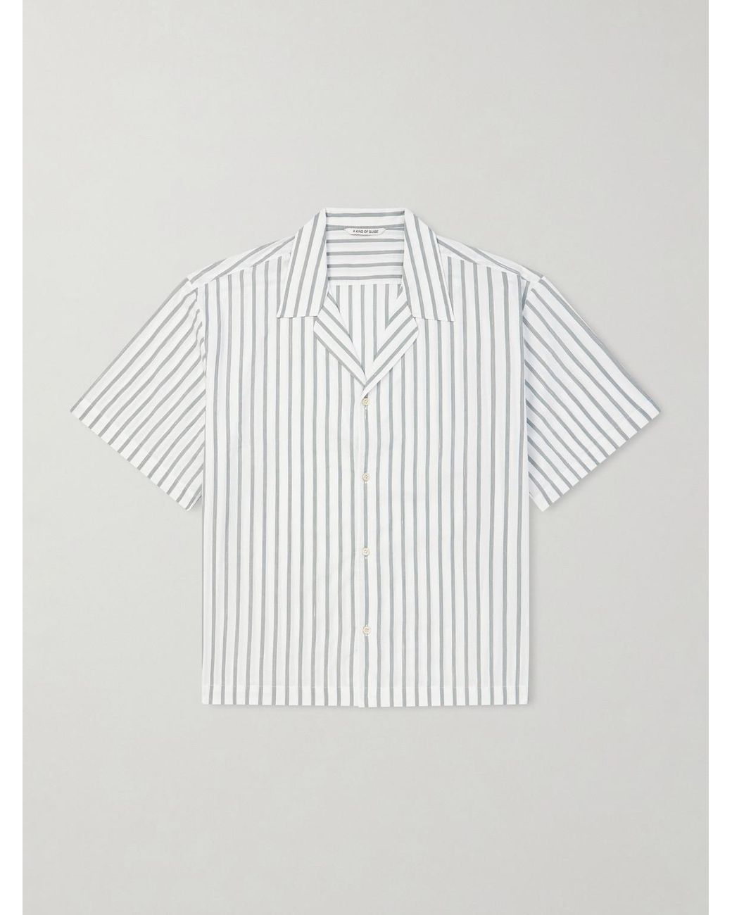 A Kind Of Guise White Samata Camp-collar Striped Cotton for men