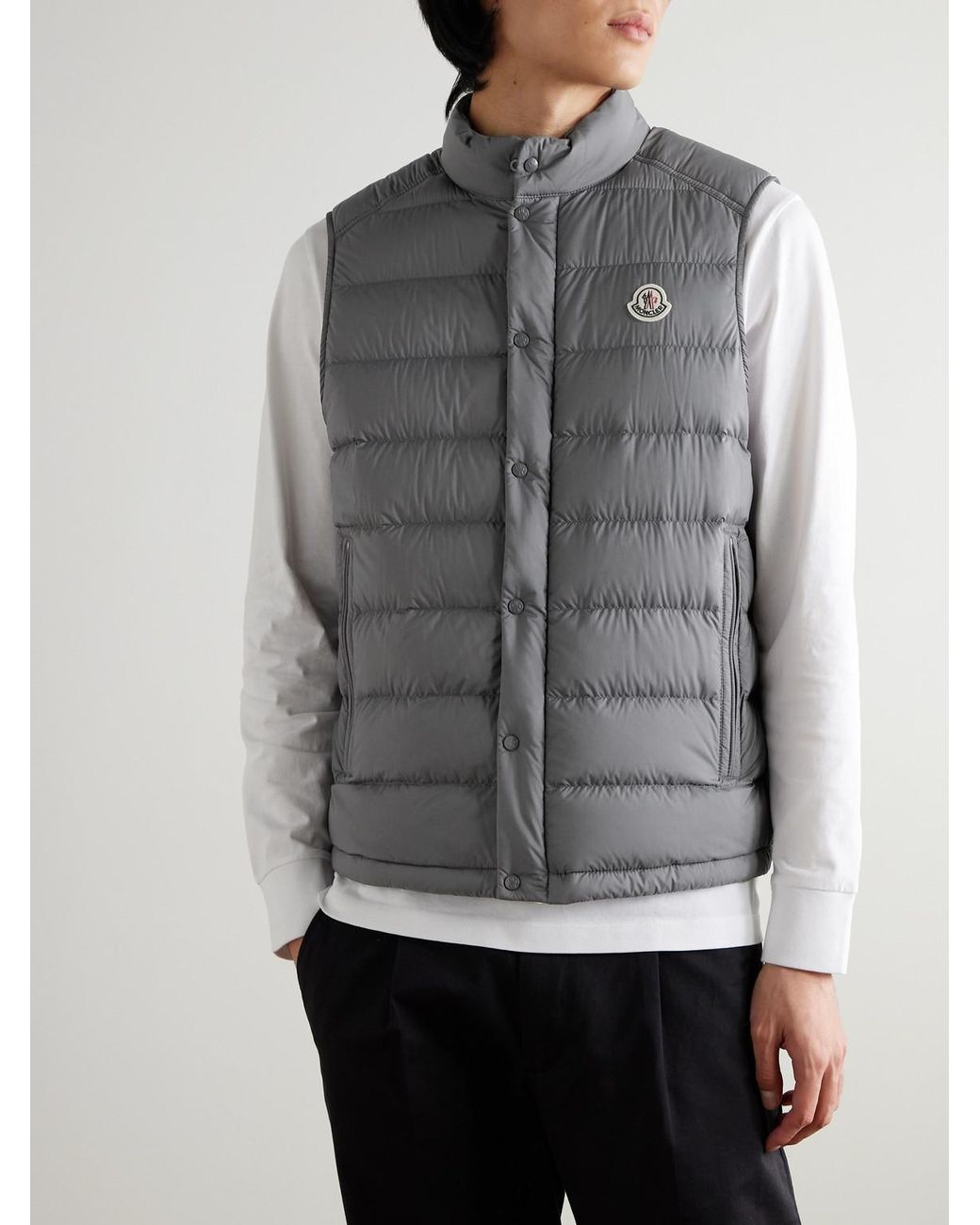 Moncler Gray Barthe Logo-Appliquéd Quilted Nylon Down Gilet for men