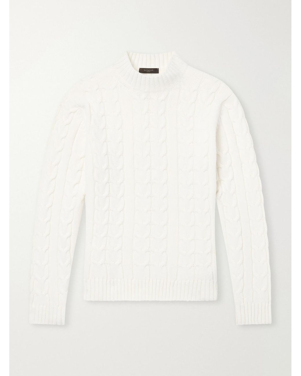 Slowear Natural Zanone Slim-Fit Cable-Knit Virgin Wool Sweater for men