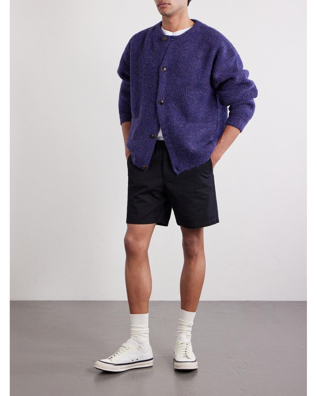 FRIZMWORKS Black Straight-Leg Cotton-Twill Shorts for men