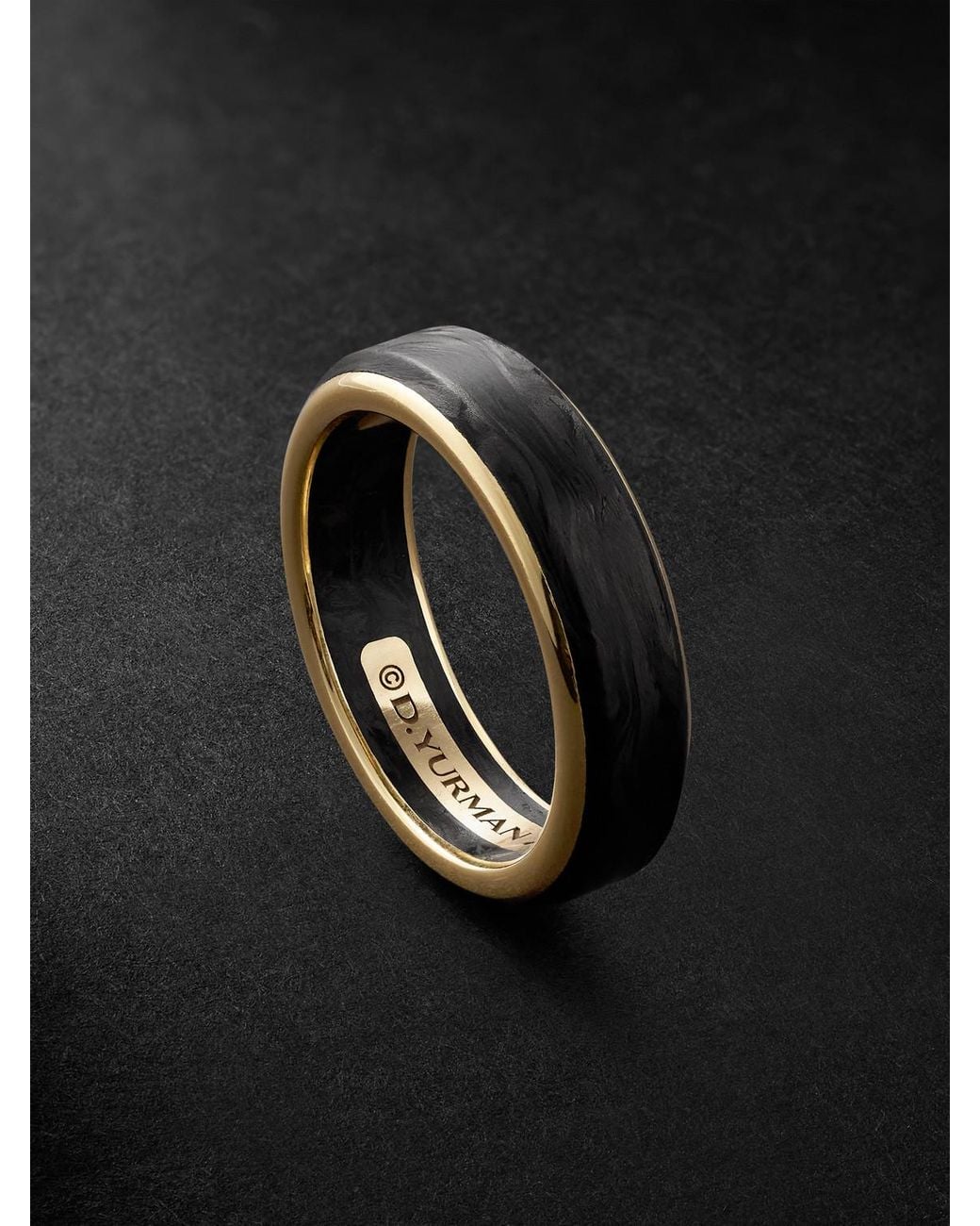 Streamline 18-Karat And Forged Carbon Ring di David Yurman in Black da Uomo