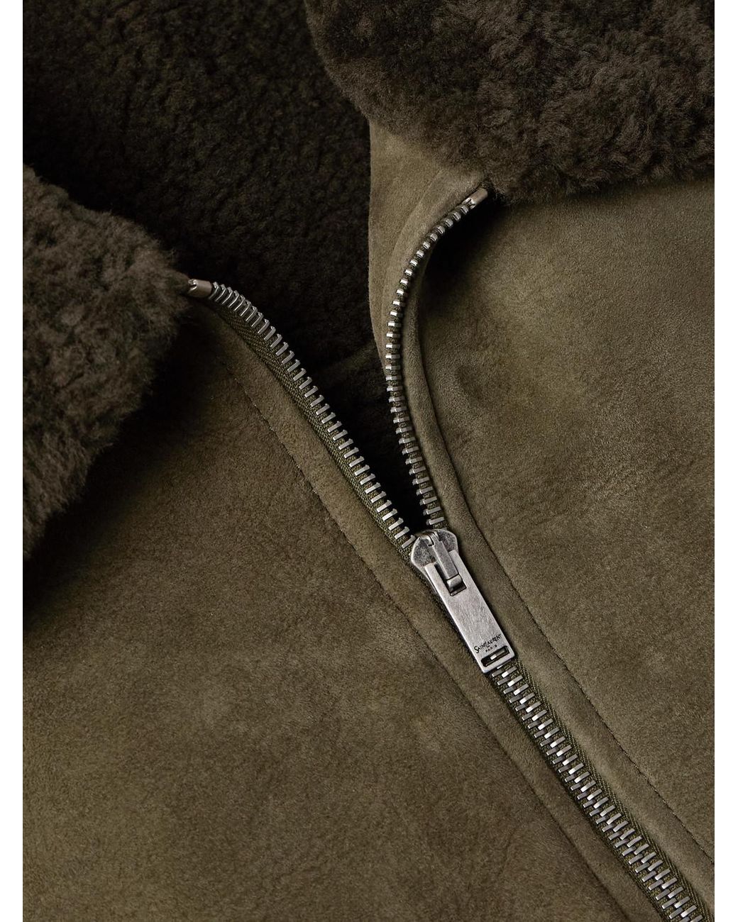 Saint Laurent Green Shearling Blouson Jacket for men