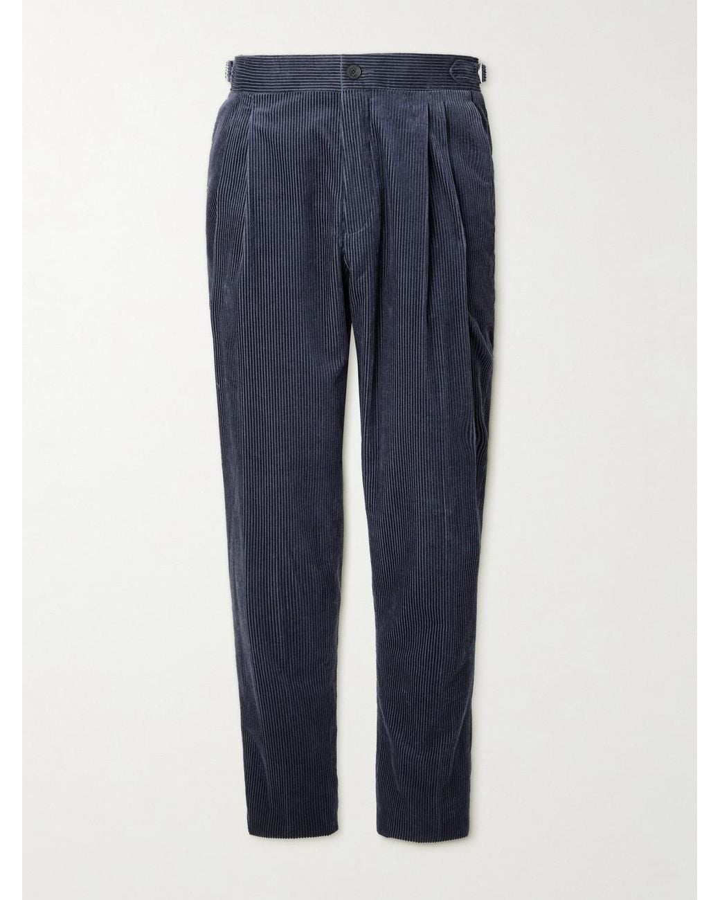 Mr P. Blue Slim-Fit Straight-Leg Cotton And Cashmere-Blend Corduroy Tuxedo Trousers for men